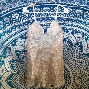 Nude/Silver Romper